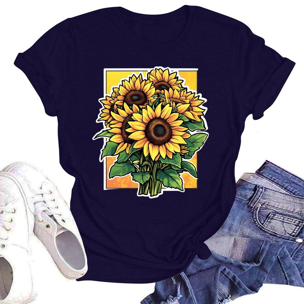 Женская повседневная свободная футболка с принтом, круглый вырез, пуловер, короткий рукав, топ