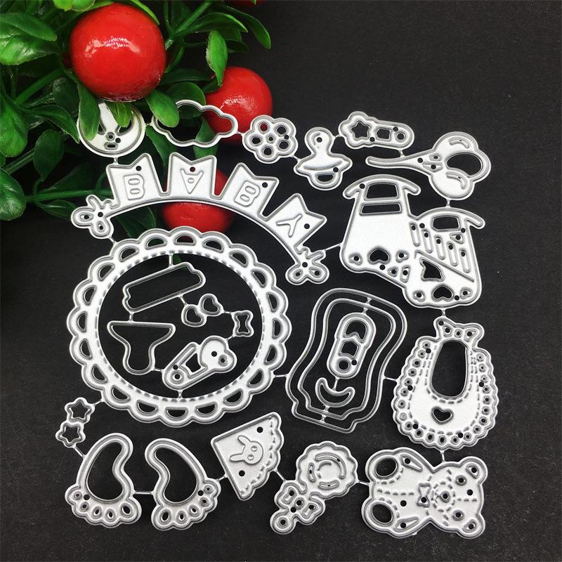 Подарок на день рождения для ребенка, художественный узор, металлические стальные трафареты, трафареты для скрапбукинга, ремесленные штампы, 3D DIY, изготовление праздничных карт