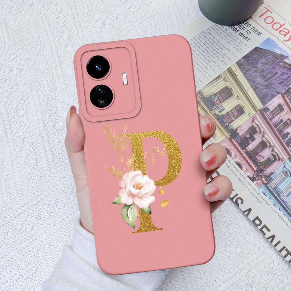 Для Vivo Y90 Y91C Y77E Y53S Y56 Y70S Y72T Y74 Y75 Y81 Модный жидкий силиконовый чехол для пары с цветочными буквами для Vivo Чехол для телефона Funda Coque Bumper