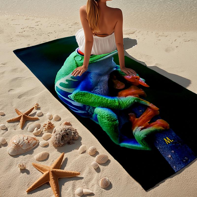 Frogs Singing Under Moonlight Beach Towel, Super Soft Microfiber, Gift for Her/Him, Birthday, for Pool, Beach, Travel, Home Decor Fan gifts