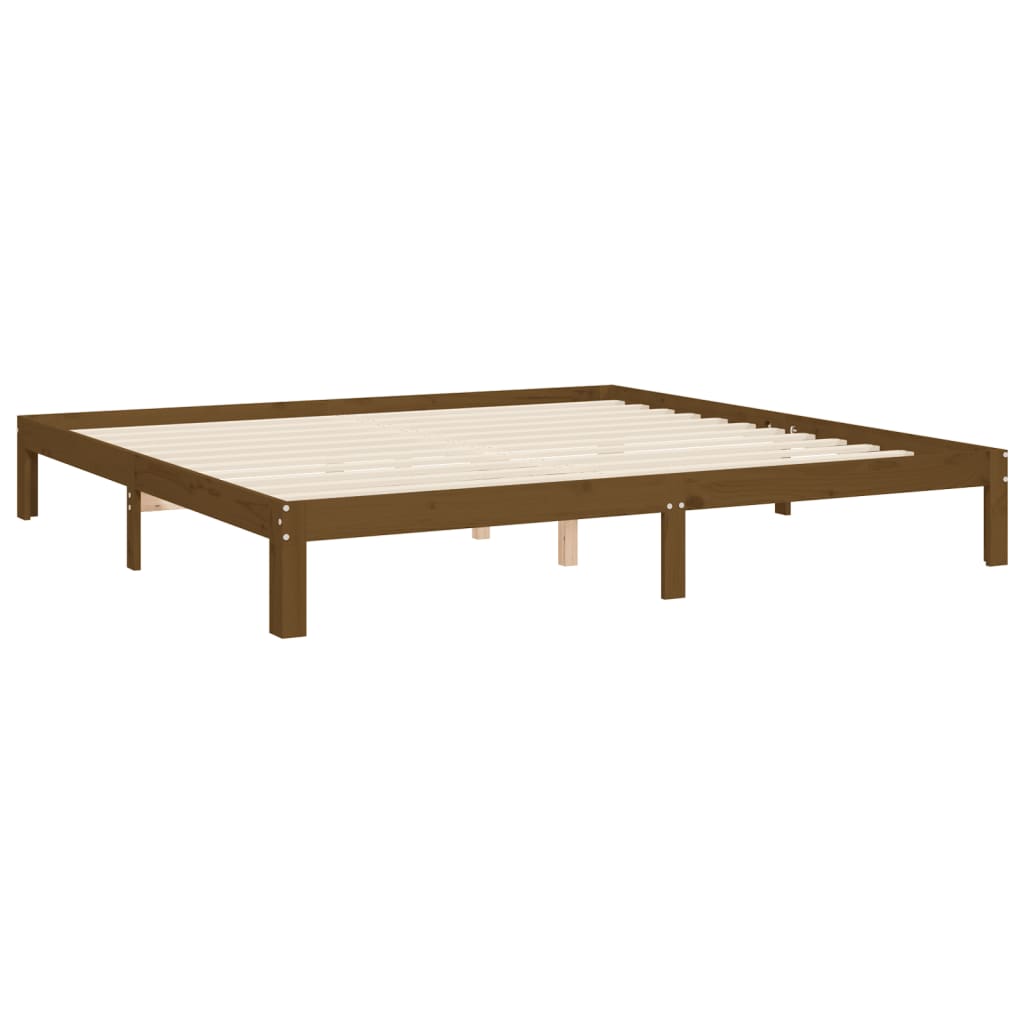 Solid Wood Bed with Headboard Honey Brown 200 x 200 cm