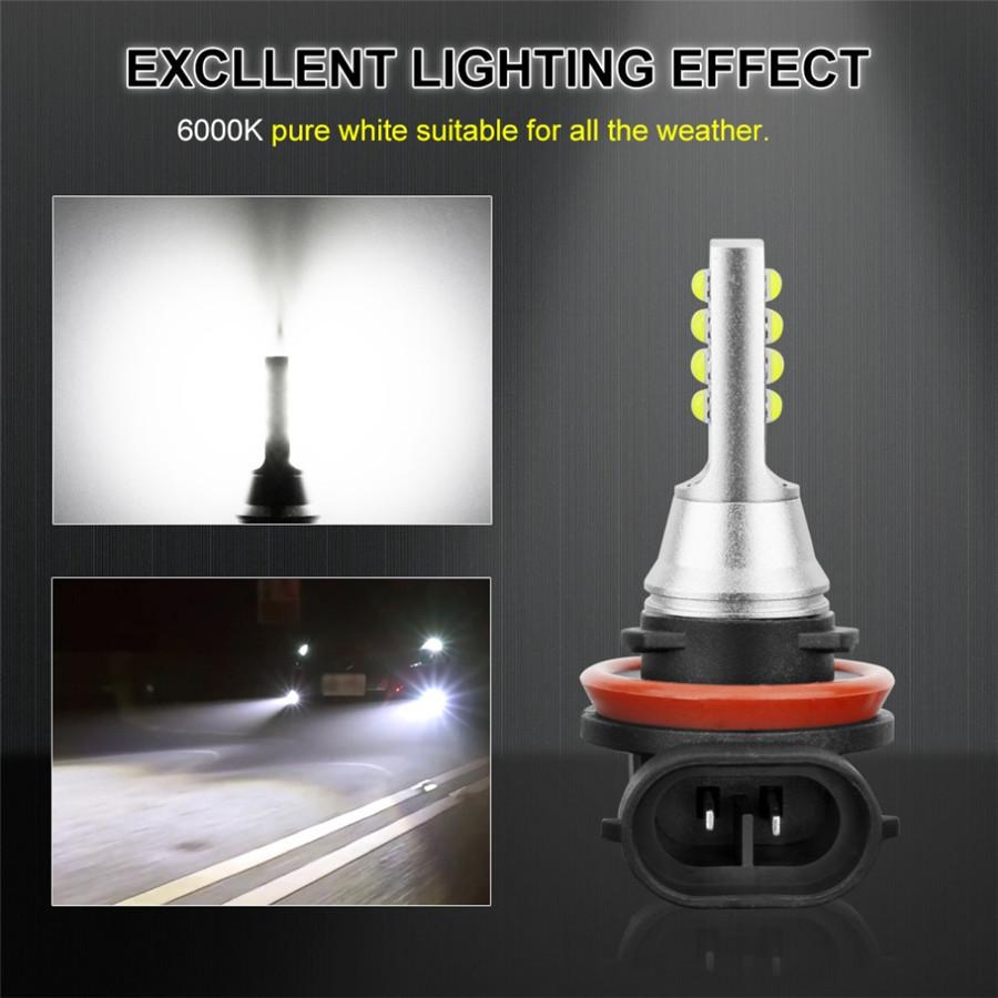 2Pcs H11 H8 Led Bulb Led Flash Strobe Blinking Car Fog Light 1400LM 6000K White