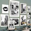 Paris Bridge Fashion Girl Car Building Black White Photos Posters Wall Art Canvas Prints Painting Picture for Living Room Decor