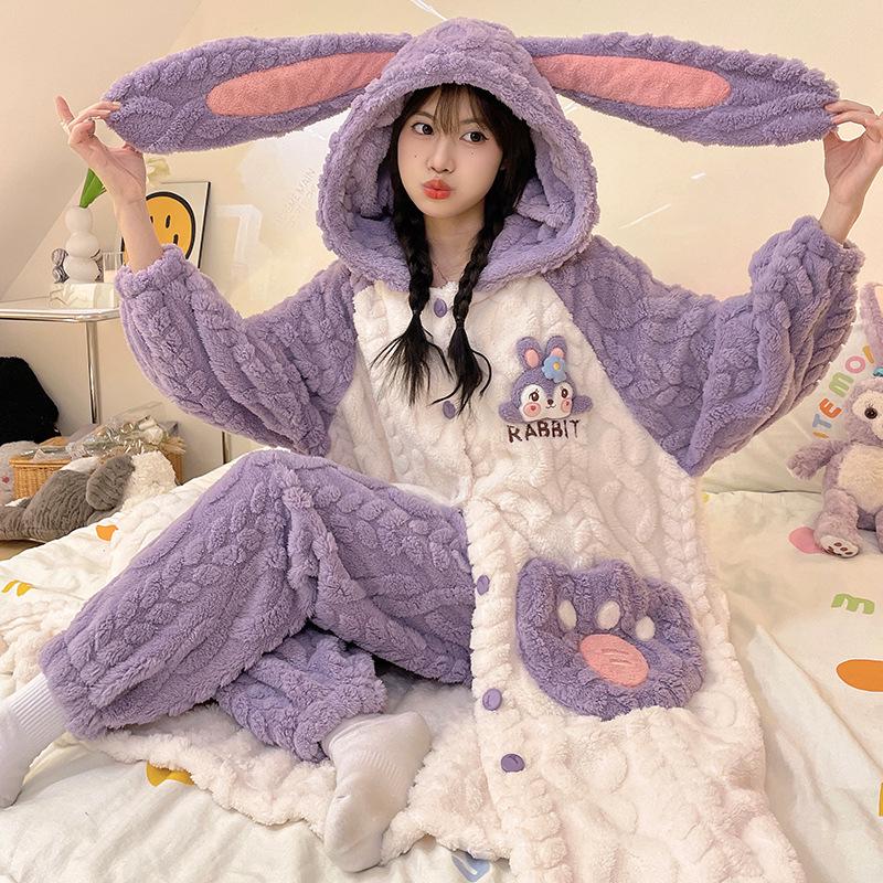 Женская зимняя ночная рубашка из бархата и кораллового флиса размера плюс - симпатичная домашняя одежда из плотной фланели