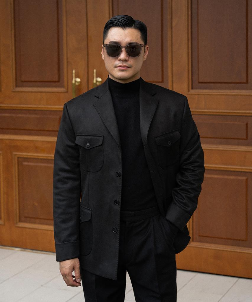 Allclassic Alcjk002 Tailored Suede Safari Jacket_Black