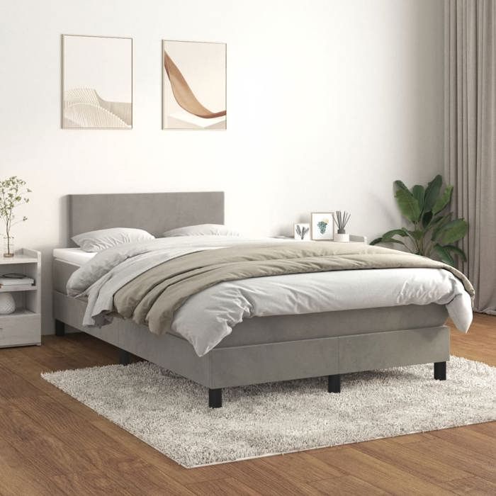 Maison Exclusive - Sommier à lattes de lit et matelas gris clair 120x190cm velours