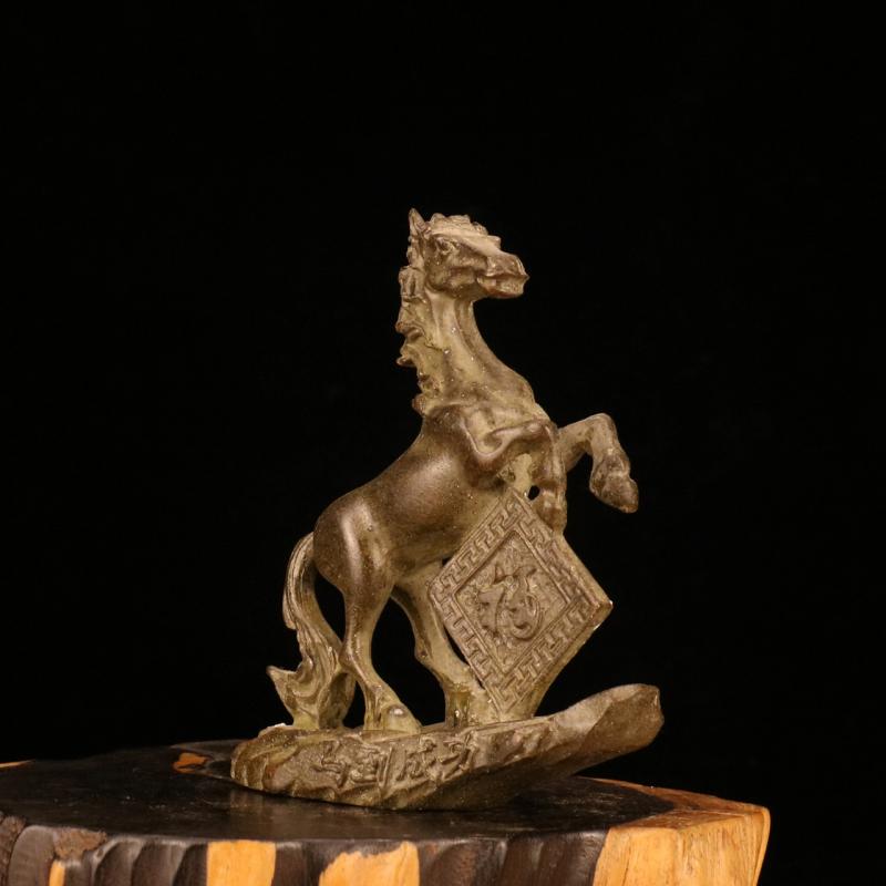 Small Curio Chinese Bronze Lovable 12 Zodiac Animal Horse Wealth Pendant Decoration