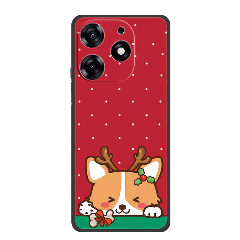 Чехол для Tecno Spark Go 2024 С Рождеством Xmas Черный Силиконовый Мягкий Задний Чехол для Tecno Spark 10 Pro 10C Pop 8 Чехол для Телефона