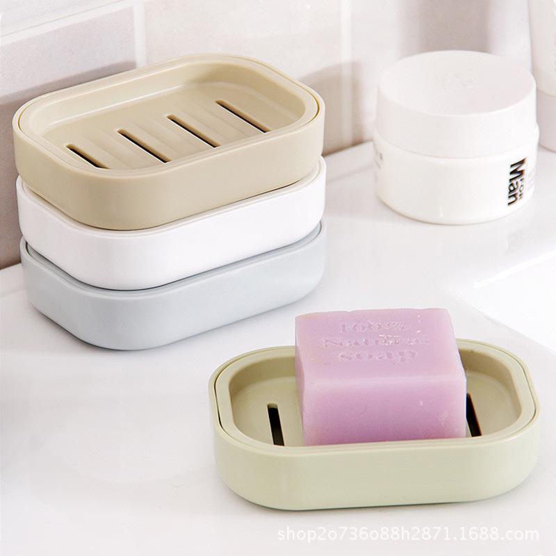 Charm Simple and Generous Double Soap Box Thickened Soap Tray Square Soap Box with Cover Bathroom Home Life Plastic Toilet Multi-function Multi-scene