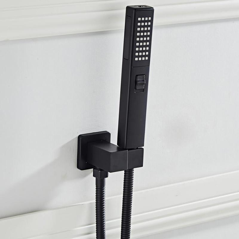 Bathroom Accessories Black Wall Stainless Steel Handheld Sprinkler Shower Mounting Black Shower&Spray 2 Function Handheld