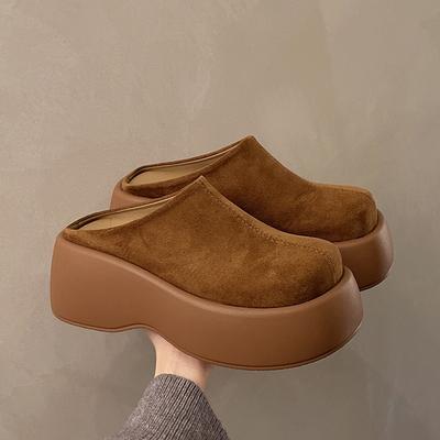 Ретро шлепанцы с толстой подошвой и закрытым носком для женщин, новая весенняя ленивая повседневная обувь на платформе