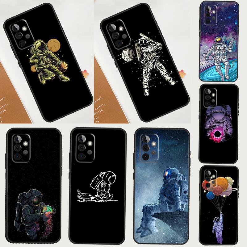 Cartoon Space Astronaut Case For Samsung Galaxy A16 A56 A15 A22 A52 A32 A54 A14 A26 A36 A55 A35 A05 A06 A53 A33 A13