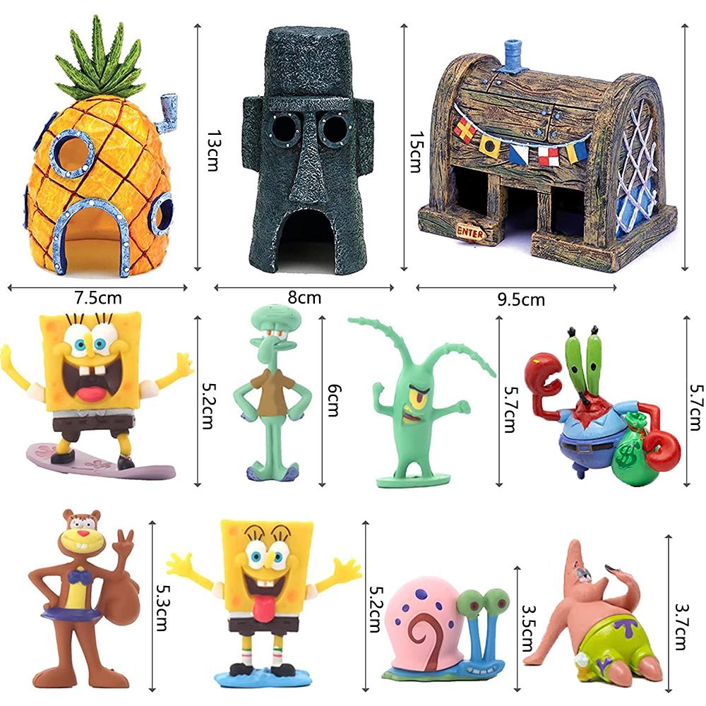11 шт. Украшение для аквариума Губка Боб для Рыб, Раков-отшельников, Черепах, Креветок