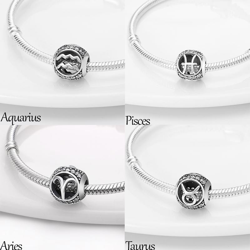 100% Медь 12 Знаков Зодиака Серия Абакус Шармы Бусины Подходят Пан Оригинальные Браслеты DIY Ювелирные Изделия Изысканное Изготовление Подарки