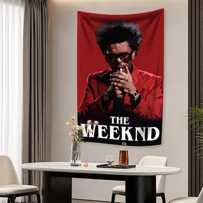 Гобелен с изображением рэпера и певца The Weeknd, напечатанный на ткани, для украшения дома, гостиной, настенное панно.