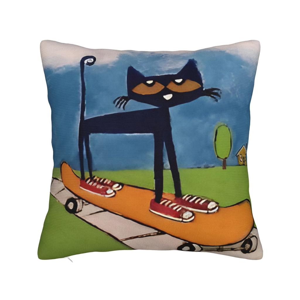 Pete the Cat Square Pillow Case Cool Kitten Cushion Covers Creative Zipper Decorative Pillowcase for Seat 45x45cm