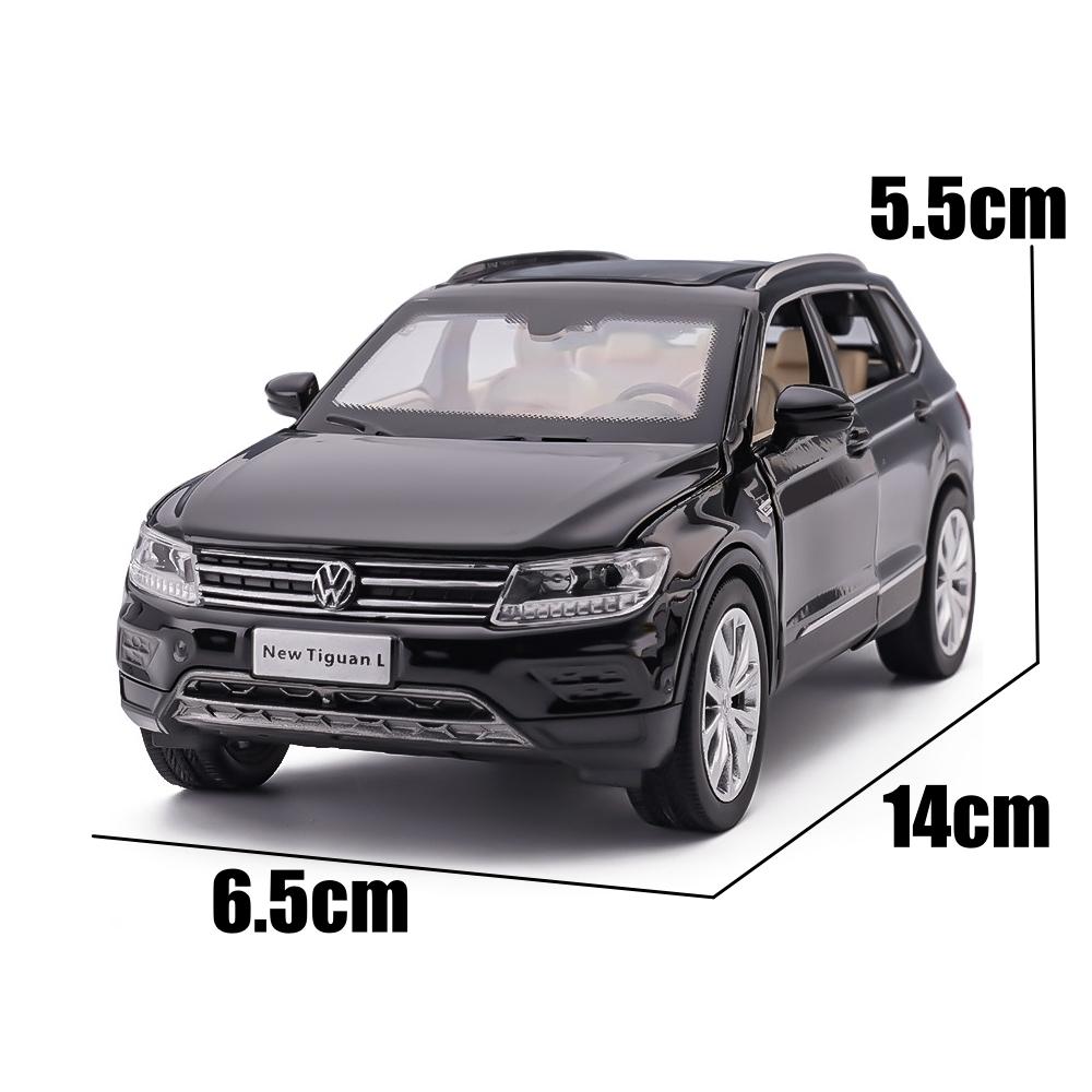1/32 Volkswagen Tiguan L Внедорожник Модель игрушечной машины Литой сплав Миниатюра Инерционная Звук и свет Коллекция Подарок для детей Мальчиков Ребенка