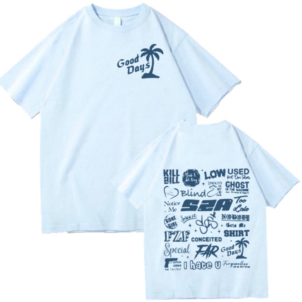 Футболка с полным списком треков Sza Футболка Sza Good Days Sza Merch Sza Fan Gift Повседневные рубашки с коротким рукавом и круглым вырезом