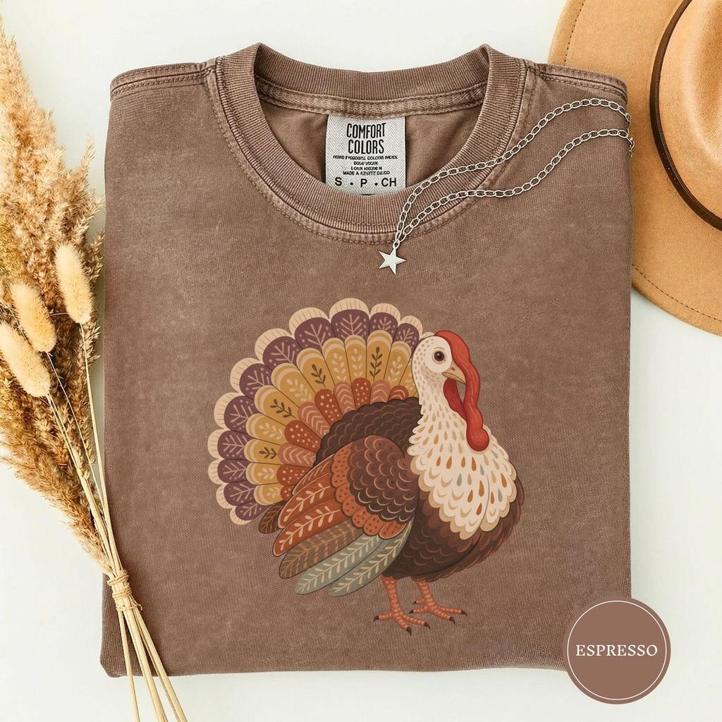 Painted Turkey Portrait Art Shirt, Painted Turkey Portrait, Thanksgiving Turkey Art, Turkey Art Print Shirt, Painted Fall Bird Tee