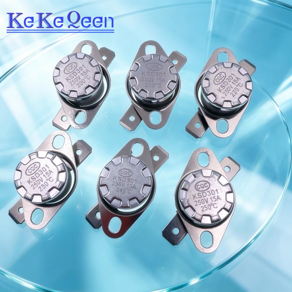KSD301 250V 15A 200C 210C 220C 230C 240C 245C 250C Celsius Degree Normally Closed Thermostat Temperature Thermal Control Switch Fuel Injectors 6