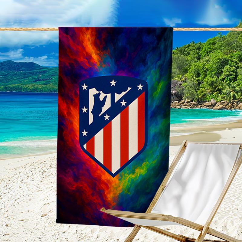 1pc Atletico Madrid Beach Towel, Beach and Seaside Swimming Pool Equipment, Fashion Pattern, Rectangular, Travel Essentials
