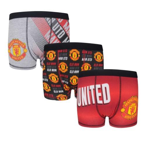 Manchester United FC Boys Crest Boxer Shorts (Pack of 3)