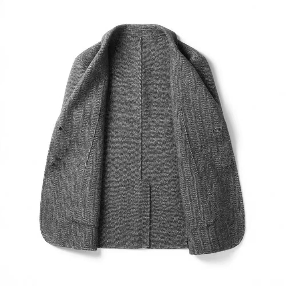 Весна и осень, мужской простой короткий шерстяной двусторонний односторонний пиджак в стиле вестерн с узором «елочка» для молодых мужчин