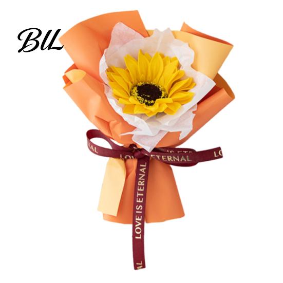 Decorative Faux Flowers Mini Fake Sunflower Bouquet Handcrafted Artificial Soap Carnation Rose Floral Decoration Handmade Valentine's Day Anniversary