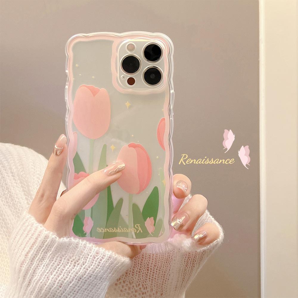 Чехол для телефона Tulip для Apple iPhone16promax-Wavy Tulip Cute Bear Butterfly противоударный мягкий силиконовый чехол для iPhone16/15/14/13/12/11/Pro/Promax/Plus