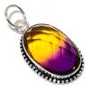Natural Bi-Color Tourmaline Gemstone 925 Sterling Silver Pendant 2.17" Q7Z12