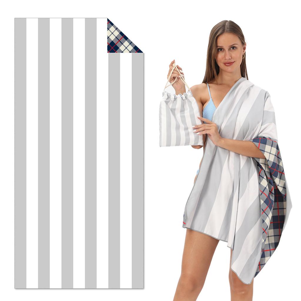 New, Double-sided Velvet Beach Towel Quick-drying Sports Towel Printed Bath Towel