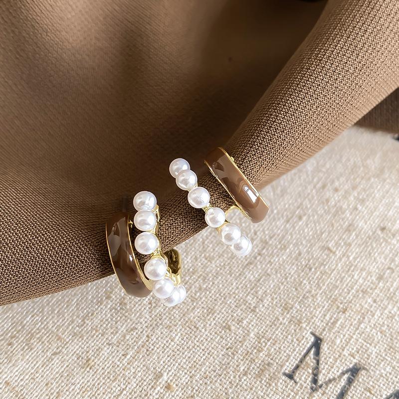 Майярдовый кофейный цвет янтарные серьги женские осенне-зимние высококлассные серьги в стиле кэжуал, серьги с нишевым дизайном в стиле легкой роскоши