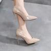 Fashion 2025 New Pumps for Women High Heel Shoes Female Fashion Patent Leather Sexy Pointed Toe Thin Heel Wedding Shoes Plus Size