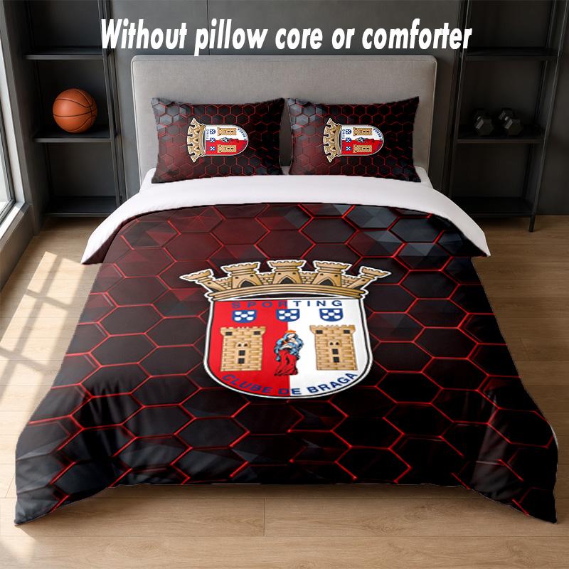 Braga FC Design Bed Bedding Set 1 Duvet Cover + 2 Pillowcases Soft Breathable Household Bed Linens