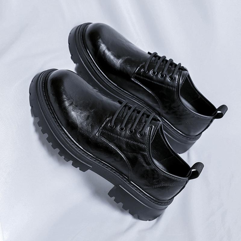Модная мужская модная ретро уличная мужская обувь черная Повседневная обувь для мужчин на улице Новая Удобная на толстой подошве увеличивающая рост