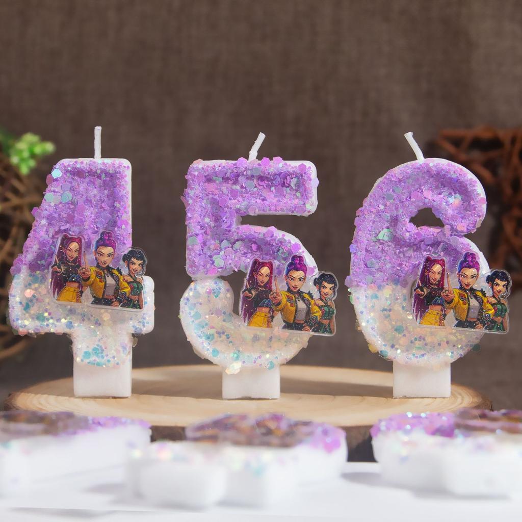 New Kpop Demon Hunters Theme Candle Number 0-9 Birthday Party Cake Decoration Cartoon Baby Shower Supplies Kids Gifts