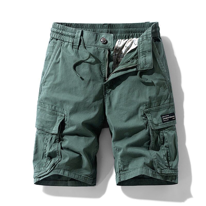Summer Men's Japanese Retro Washed Cotton Multi-Pocket Workwear Casual Fashion Loose Large Size Five-Point Shorts Trendy