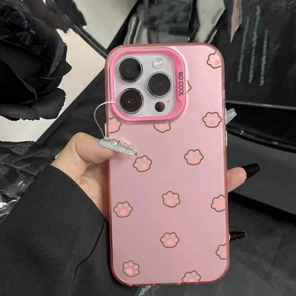 Милый медведь с кошачьими лапками Чехол для телефона для iPhone 16 17 15 14 12 13 Pro Max Белый цвет Ударопрочный чехол