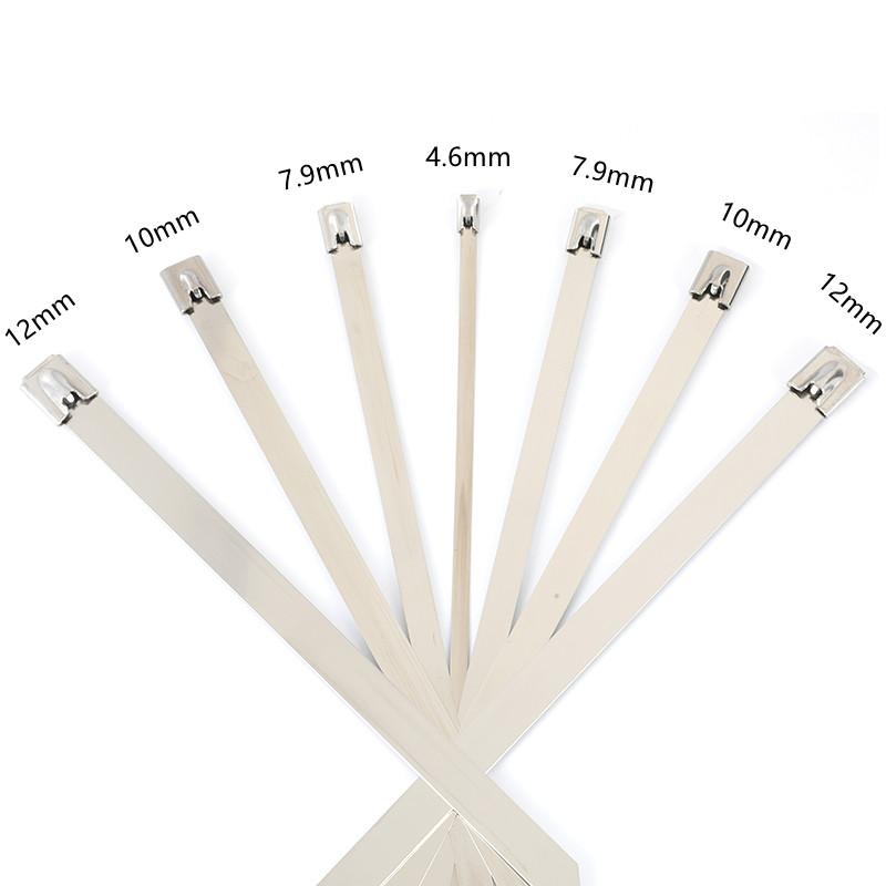 20 шт. 4,6/7,9 мм нержавеющая сталь металлические кабельные стяжки выхлопная труба обертка с покрытием запирающийся металлический молния-выхлоп многофункциональный запирающийся кабельный стяжка