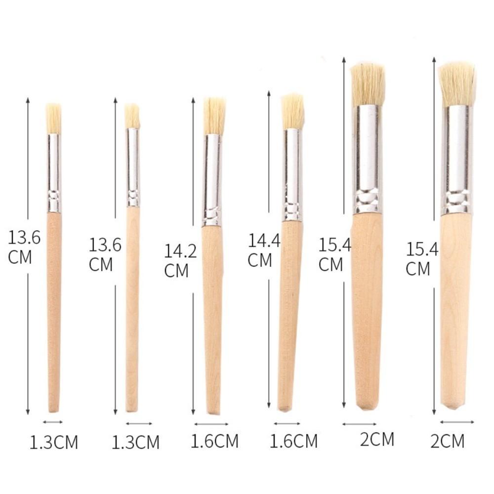 6PCS Round Shaped Round Head Brushes Stiff Hair Oil Painting Brushes Paint Brush Set Oil Painting