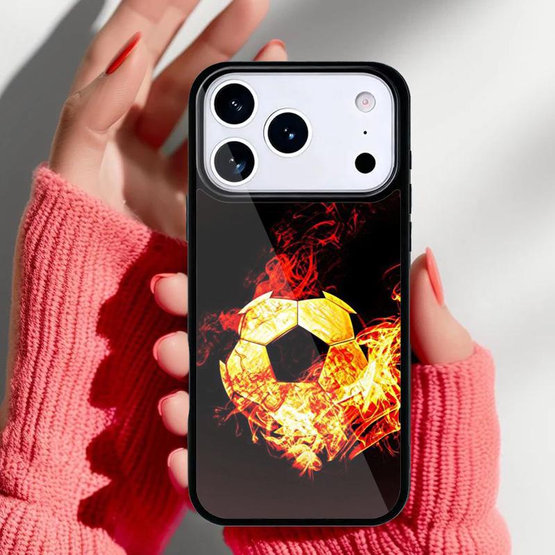 Чехол для телефона Огненный Футбольный Мяч для iPhone 17 16 15 14 13 Pro Max Задняя крышка для 12 11 Pro Coque