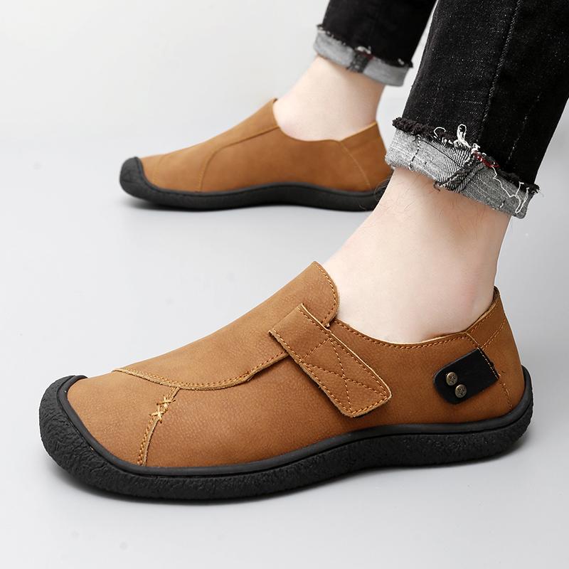 Новые мужские повседневные туфли ручной работы для вождения в винтажном стиле, мужская обувь для пешего туризма, уличные мокасины из натуральной кожи для отдыха и прогулок на плоской подошве