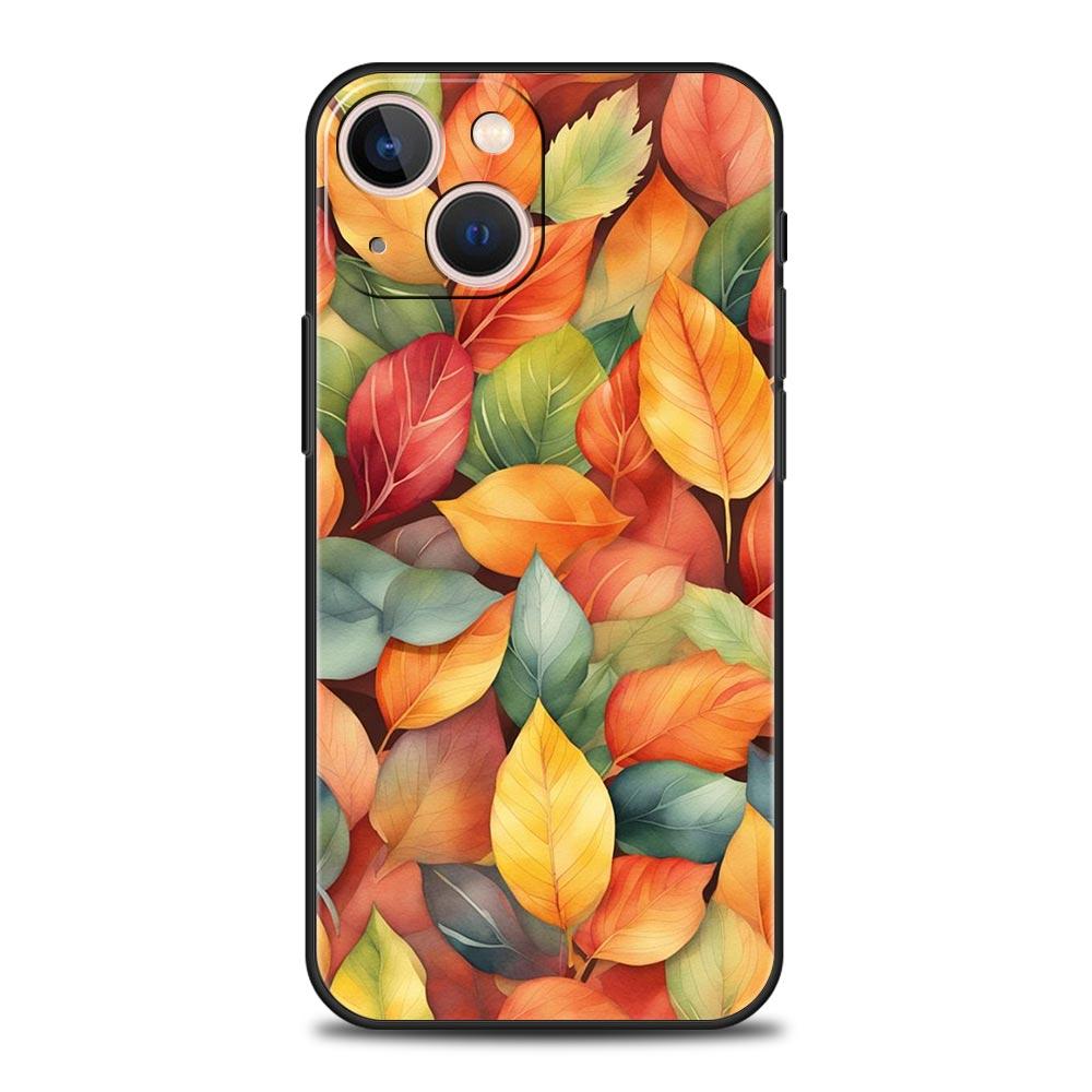 Мультяшный чехол-накладка с листьями для iPhone 17 16 15 14 13 12 Pro Max 11 Pro Max 17 AIR Plus Ударопрочный мягкий ТПУ корпус Fundas Capas