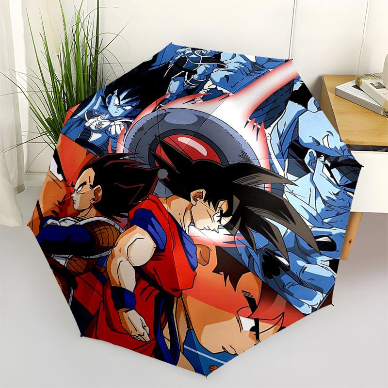 1pc Dragon Ball Z Goku Vegeta Automatic Opening/Closing Umbrella with 3-Fold Design, 8-Rib Iron Frame - Perfect Gift for Fans, Travelers, Daily Use, a