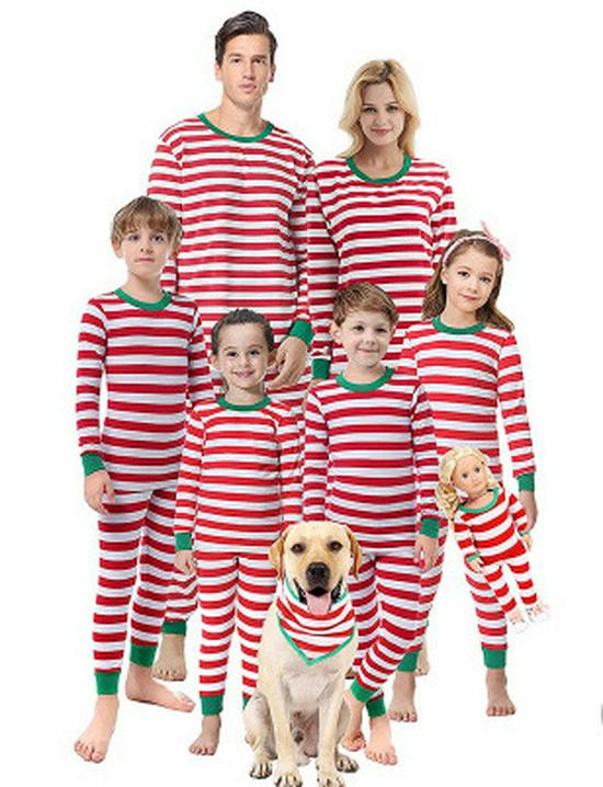 Европейский и американский рождественский семейный пижамный комплект - Топ с принтом, Длинный рукав, Длинные брюки