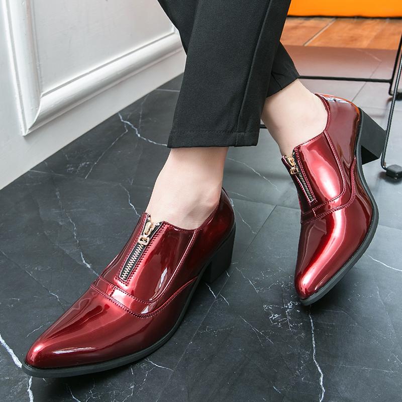 Men High Heels Gold Leather Derby Wedding Dress Dance Elevator Shoes Height Increase Tuxedo Prom Party Nightclub Shoes Plus Size