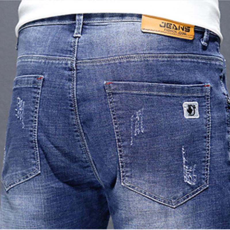 Hole Five-point Pants Plus Size Jeans Spring Summer Men's Mid-waist Loose Shorts