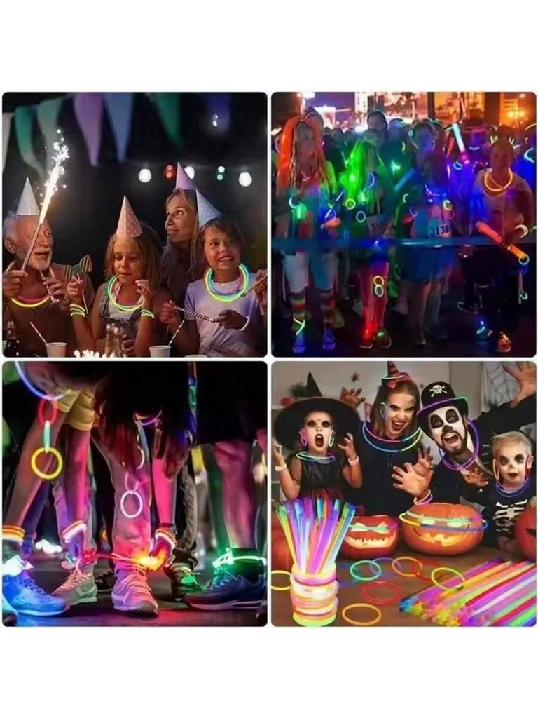 100 шт. флуоресцентных палочек для вечеринок, разноцветные светящиеся палочки, яркие, красочные, яркие, гибкие, светящиеся браслеты, принадлежности для вечеринок