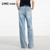 JINYUJIE Women's Loose Wide-Leg Mid-Waist Jeans