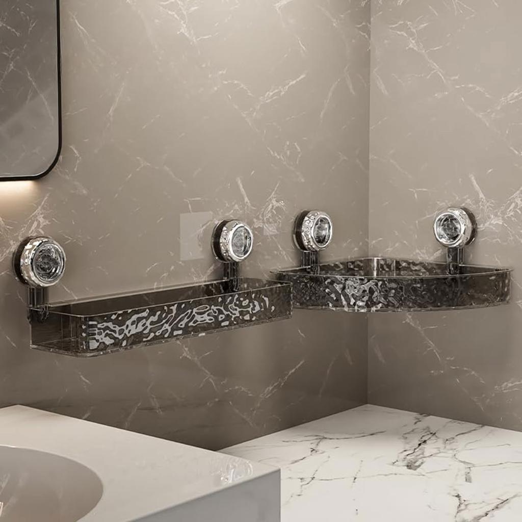 Прозрачная настенная полка для хранения без сверления, съемная треугольная и прямоугольная корзина для ванной комнаты, крепящаяся на стену.